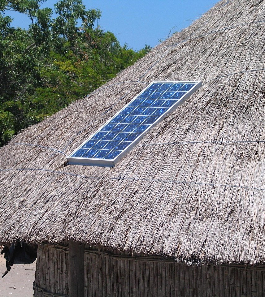 Solar panel supplying a rural building